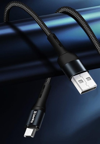 Кабель  ColorWay USB-microUSB, nylon, 2.4А, 1м, Black (CW-CBUM045-BK)