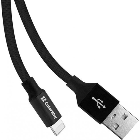 Кабель  0.25m USB 2.0 / Lightning ColorWay (CW-CBUL048-BK) Black