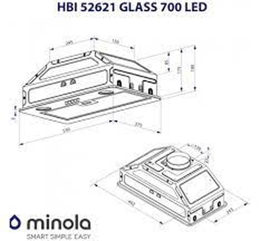 Витяжка MINOLA HBI 52621 WH GLASS 700 LED, Вбудована
