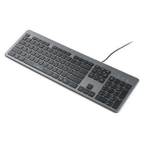 Клавіатура Vinga KB735 black-grey провідна, ножична, USB, сірий