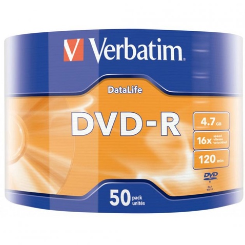 Диск DVD Verbatim 4.7Gb 16X Wrap-box 50pk Extra MATT SILVER (43791)