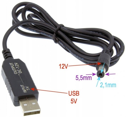 USB Кабель DC 5V to 12V