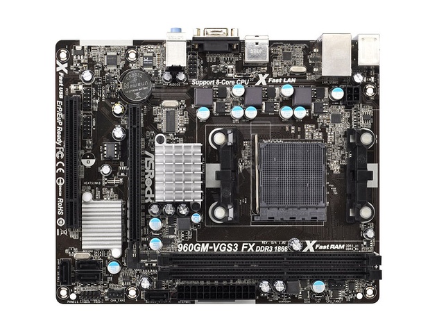 б\в Материнська плата AsRock 960GM-VGS3 FX/BULK (AM3+,760G+SB710,DDR3x2DIMM,Video+PCIex16,4*SATAII,Glan,6ch,mATX)