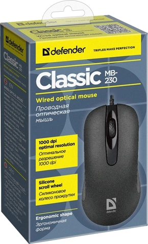 Мишка Defender Сlassic MB-230 Black USB (52231)