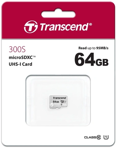 Карта памяті MicroSDXC 64GB Transcend 300S Class 10 UHS-I U1 (TS64GUSD300S)