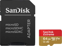 MicroSDXC 64GB SanDisk Class 10 UHS-I U3 Extreme V30 (SDSQXAH-064G-GN6MA)
