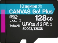 MicroSDXC 128GB Kingston Canvas Go Plus Class 10 UHS-I U3 A2 V30 (SDCG3/128GB) + SD-adapter