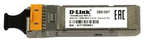 SFP-трансівер  WDM SFP 1000Base-BX-D, single-mode 3km, SC (TX-1550nm/RX-1310nm)