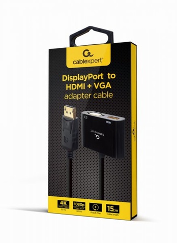 Перехідник Cablexpert DisplayPort to HDMI/VGA (A-DPM-HDMIFVGAF-01)