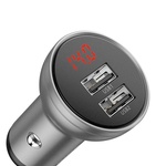 Автомобільний зарядний пристрій  Baseus Digital Display Dual USB 4.8A 24W Срібна (CCBX-0S)