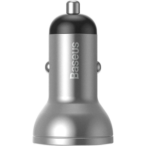 Автомобільний зарядний пристрій  Baseus Digital Display Dual USB 4.8A 24W Срібна (CCBX-0S)