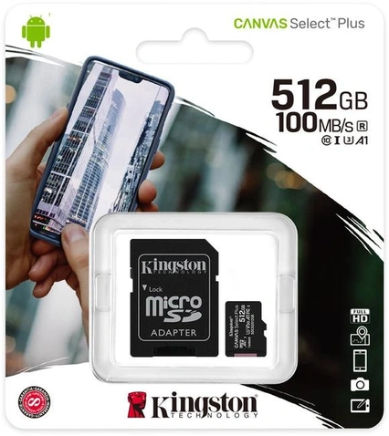 MicroSDHC 512GB Kingston Canvas Select Plus Class 10 UHS-I U3 (SDCS2/512GBSP)