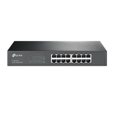 Switch TP-LINK TL-SG1016D 16-port 19"RM (16-port Gigabit Desktop/Rackmount Switch, 16 x 10/100/1000M RJ45 ports, metal case)