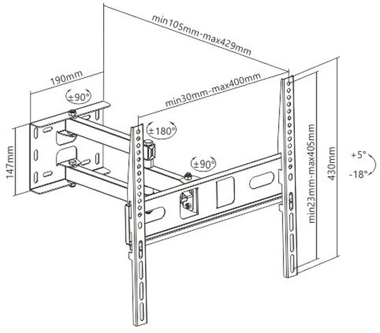 Кріплення настінне  ITECH PTRB-4ES 38-55"