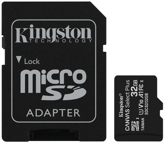 Карта памяті microSDHC (UHS-1) Kingston Canvas Select Plus 32Gb class 10 А1 (R-100MB/s) (adapter SD)