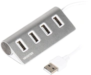 USB концентратор (Hub) Maxxter 2.0 4 порти метал, серіблястий (HU2A-4P-01)