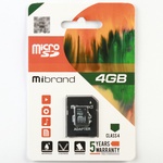 Карта пам'яті  Mibrand microSDHC 4GB Class 4 +SD-адаптер