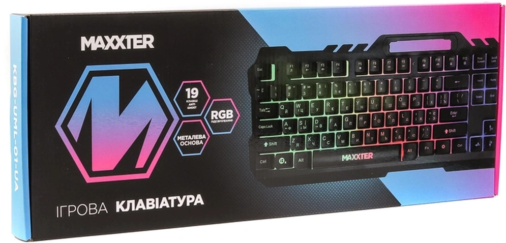 Клавіатура Maxxter KBG-UML-01-UA, USB, RGB Black