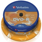 Диск DVD-R Verbatim 4.7Gb 16X CakeBox 25шт (43522)