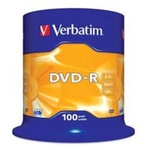 Диск DVD-R Verbatim (43549) 4.7GB, 16x, Cake Box, 100шт Silver