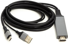 Кабель  PowerPlant HDMI (M) - USB (AM) / Type-C (M), 1 м