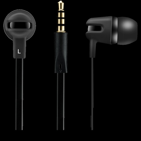 Гарнітура CANYON Stereo earphone with microphone, 1.2m flat cable, Black, 22*12*12mm, 0.013kg