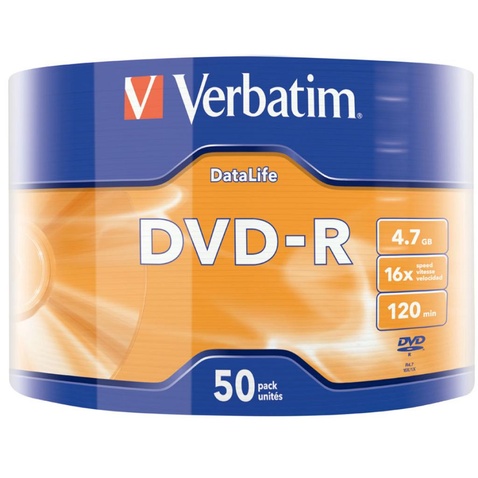 Диск DVD-R Verbatim 4.7Gb 16X CakeBox 50шт (43791)