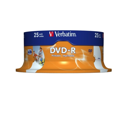 Диск DVD-R Verbatim (43538) 4.7GB 16x AZO Wide Printable Surface, 25шт Spindle