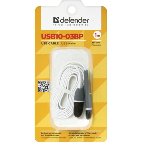 Кабель  USB10-03BP USB - Micro USB/Lightning, white, 1m Defender (87493)