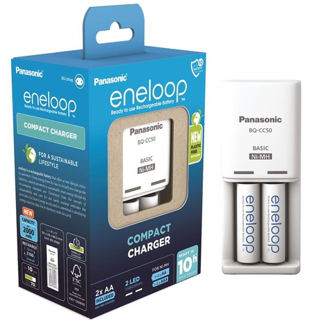 Зарядний пристрій  Compact Charger+ Eneloop 2AA 1900 mAh K-KJ50MCD20E