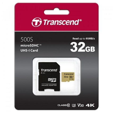 Карта пам'яті microSDHC Transcend 32GB class 10 UHS-I U3 V30 (TS32GUSD500S)