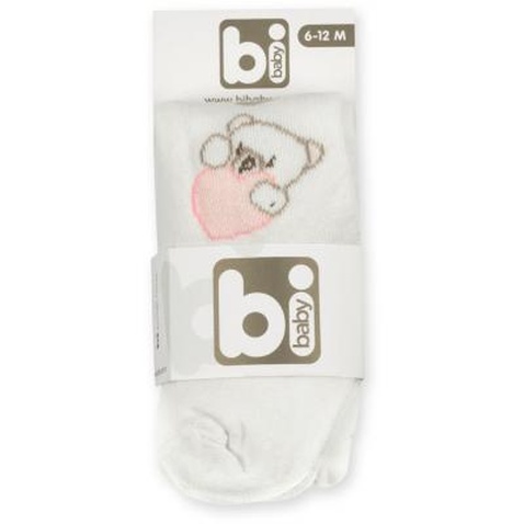 Колготки Bibaby для дівчаток з ведмедиками білі (68085-68/G-white)