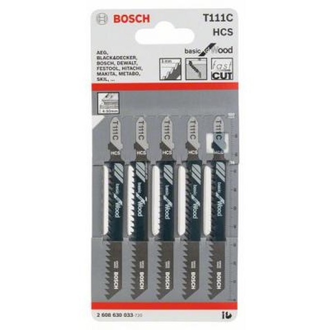 Полотно Bosch T111 С, HC, 5 шт, к электролобзику (2.608.630.033)