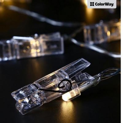 Гірлянда ColorWay 20 LED, 3м, гирлянда с прищепками (CW-LCP-20L30B)