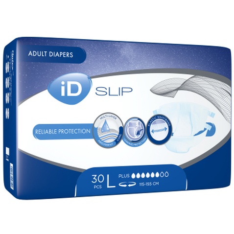 Підгузки для дорослих ID Slip Plus Large талія115-155 см. 30 шт. (5411416048190)