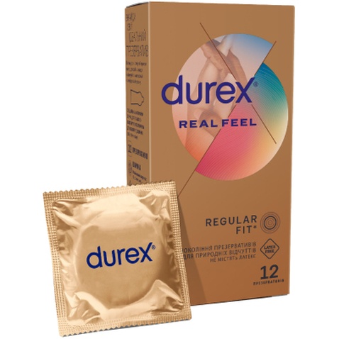 Презервативи Durex Real Feel з синтетичного латексу (безлатексні) 12 шт. (5052197026719)