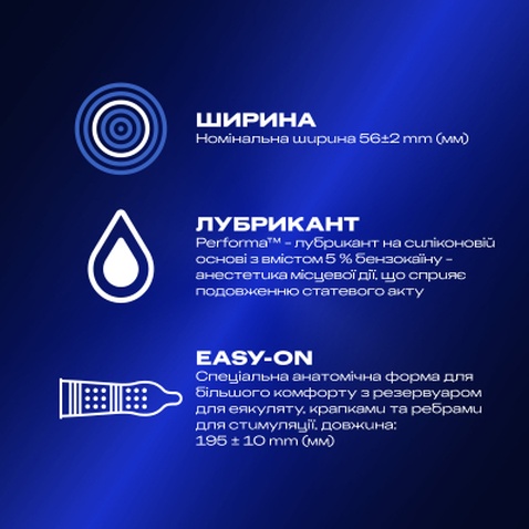 Презервативи Durex Dual Extase рельєфні з анестетиком 12 шт. (5052197053432)