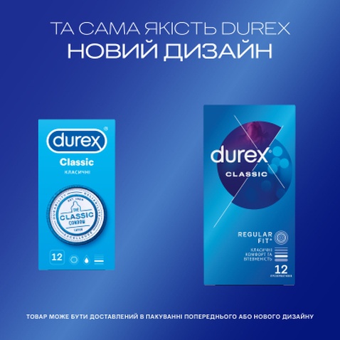 Презервативи Durex Сlassic латексні з силіконовою змазкою (класичні) 12 шт. (5010232954243)