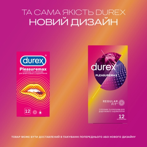 Презервативи Durex Pleasuremax з силікон. змазкою з ребрами та крапками 12 шт. (5038483204016)