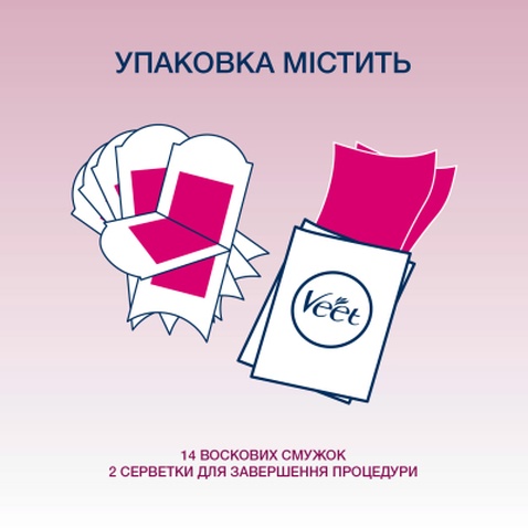 Воскові смужки Veet для чутливої шкіри пахв і лінії бікіні 14 шт. (3059944022859)