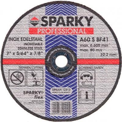 Круг відрізний Sparky отрезной 125x1.0x22.2 абразивный A 60 S по нерж стали (20009561009)