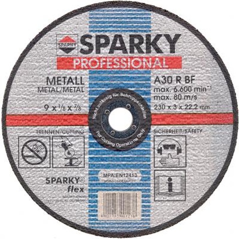 Круг відрізний Sparky отрезной 230x3x22.2 абразивный A 30 R по металу (20009560404)