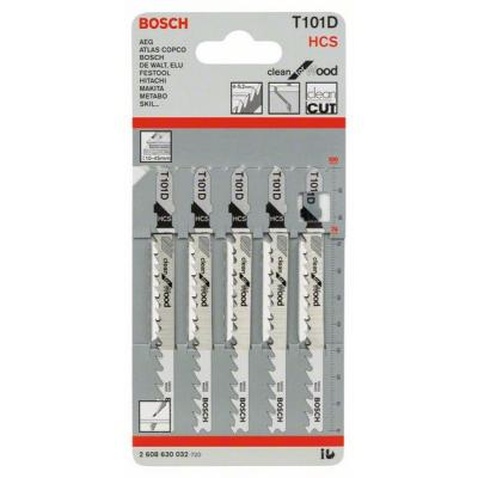 Полотно Bosch T101 D, HC, 5 шт, к электролобзику (2.608.630.032)