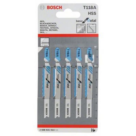 Полотно Bosch T118 А, HS, 5 шт, к электролобзику (2.608.631.013)