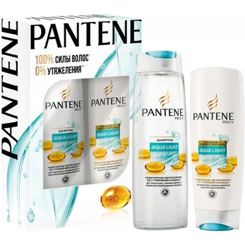 Подарунковий набір Pantene Aqua Ligh Шампунь 250 мл + Бальзам-ополаскиватель 200 мл (8001090164742)