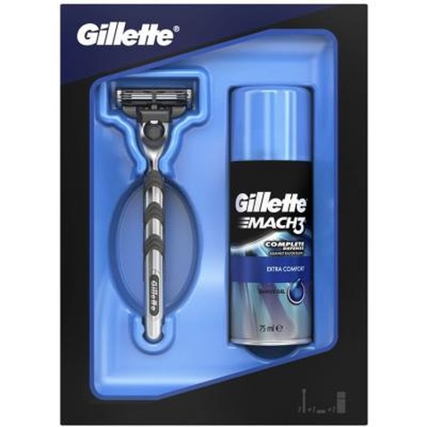 Набір для гоління Gillette станок Mach3 и гель для бритья Extra Comfort 75 мл (7702018438891)