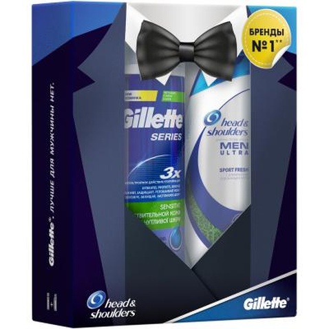 Подарунковий набір Head & Shoulders Шампунь SportsFresh 200 мл + Пена для бритья Gillette 250 мл (8001090953155)