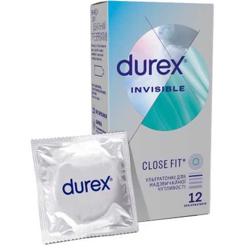 Презервативи Durex Іnvisible латексні з силіконовою змазкою ультратонкі 12 шт. (5052197049619)