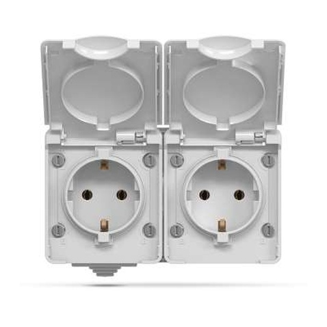 Розетка Videx BINERA IP65 зовнішня 2ая із заземленням сіра (VF-BNW22G-G)