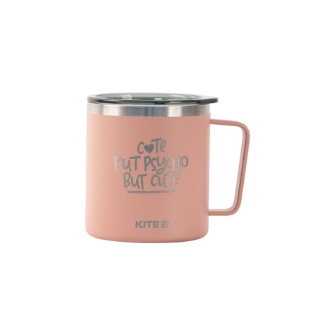 Поїльник-непроливайка ,термокружка  Kite Cute but phycho 400 мл, пудра (K22-379-03-1)